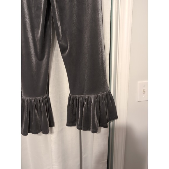 NWOT Matilda Jane Gray Velvet Cropped Ruffle Pants Sz M Boho, Cottage, Hippie - Picture 9 of 12